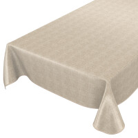 Wachstuchtischdecke Tischdecke abwaschbar Gartentischdecke Leinenoptik in Beige 100x140cm eingefasst