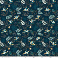 Tischdecke Wachstuch Tropic Palme Blätter Blau 140x100 cm mit Saum pflegeleicht