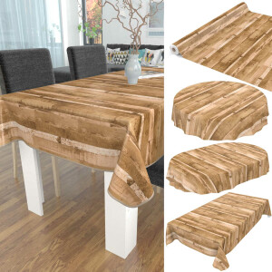 Wachstuch Tischdecke abwaschbar pflegeleicht Wachstischdecke Holzoptik Beige 160x140cm