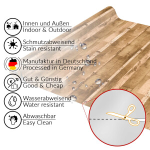 Wachstuch Tischdecke abwaschbar pflegeleicht Wachstischdecke Holzoptik Beige 500x140cm