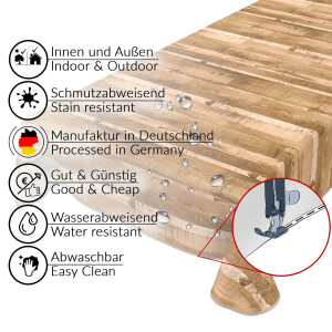 Wachstuch Tischdecke abwaschbar pflegeleicht Wachstischdecke Holzoptik Beige 100x140cm eingefasst