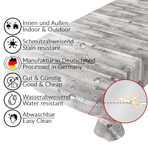 Wachstuch Tischdecke abwaschbar Wachstischdecke pflegeleicht Holz Grau 120x140cm