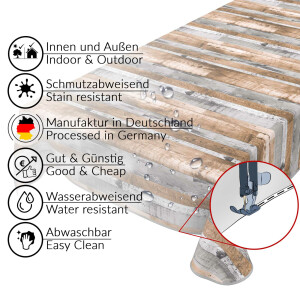 Wachstuch Tischdecke abwaschbar Wachstischdecke Holzoptik Wood Mehrfarbig 220x140cm eingefasst