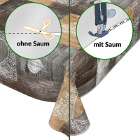 Wachstuch Tischdecke abwaschbar Wachstischdecke Gartentischdecke Holz Rustikal Herz Braun