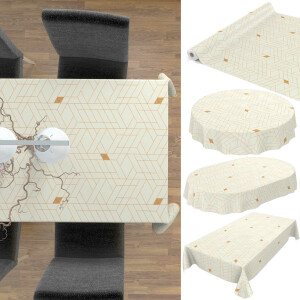 Tischdecke Wachstuch Geometrie Nordic Style Weiß 140x140 cm pflegeleicht