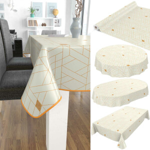 Tischdecke Wachstuch Geometrie Nordic Style Weiß 140x240 cm pflegeleicht