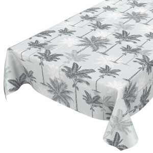 Tischdecke Wachstuch Palmen aus Plastik Tropic Grau 140x180 cm pflegeleicht