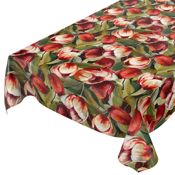 Tischdecke Wachstuch Tulpen Frühling Rot 140x220 cm pflegeleicht