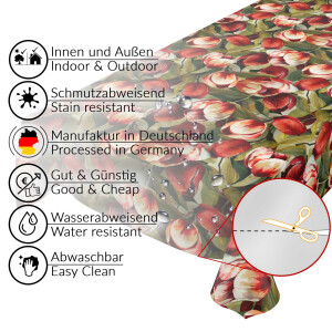 Tischdecke Wachstuch Tulpen Frühling Rot 140x240 cm pflegeleicht