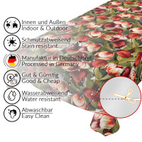 Tischdecke Wachstuch Tulpen Frühling Rot 140x240 cm pflegeleicht