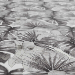 Tischdecke Wachstuch Palmenblätter Tropical Grau 140x100 cm pflegeleicht