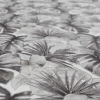 Tischdecke Wachstuch Palmenblätter Tropical Grau 140x160 cm pflegeleicht