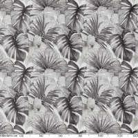 Tischdecke Wachstuch Palmenblätter Tropical Grau 140x200 cm pflegeleicht