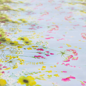 Tischdecke Wachstuch Wildfeld Blumen Heide Mehrfarbig 140x400 cm pflegeleicht