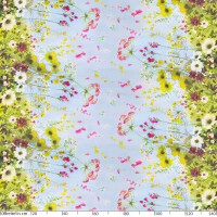 Tischdecke Wachstuch Wildfeld Blumen Heide Mehrfarbig 140x100 cm mit Saum pflegeleicht