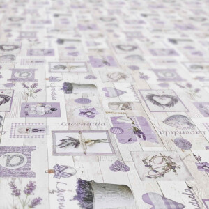 Tischdecke Wachstuch Lavendel Herz Provence Holz Lila 160x240 cm pflegeleicht