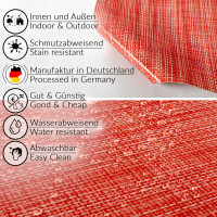 Tischdecke Wachstuch Haus- & Gartentischdecke Leinenoptik Rot 140x200 cm