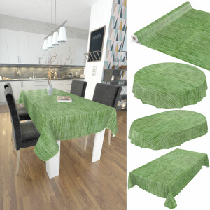 Tischdecke Wachstuch Haus- & Gartentischdecke Leinenoptik Grün 140x100 cm