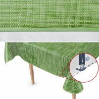 Tischdecke Wachstuch Haus- & Gartentischdecke Leinenoptik Grün 140x100 cm mit Saum
