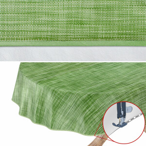Tischdecke Wachstuch Haus- & Gartentischdecke Leinenoptik Grün Oval 140x180 cm mit Saum