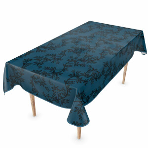 Tischdecke Wachstuch Haus- & Gartentischdecke Liane Efeu Blau 140x100 cm mit Saum