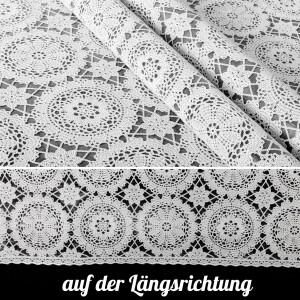 Vinyl Tischdecke abwaschbar Wachstischdecke Gartentischdecke Lace Vinyl Häkeloptik Weiß