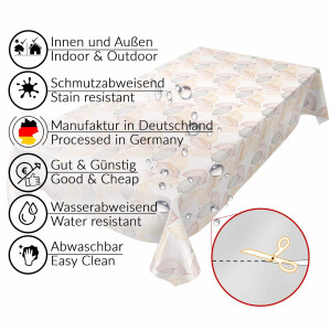 Wachstuchtischdecke Tischdecke abwaschbar Gartentischdecke Laub Blätter Beige 100x140cm