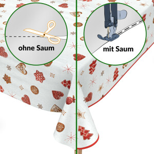 Weihnachtstischdecken Weihnachtsdecken Tischdecke Weihnachten Wachstuch Tannenbaum Sterne Rot Weiß