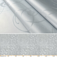Premium Tischdecke Soft Wachstuch mit 1mm Stärke Ornament Damast Silber 150x350cm mit Saum abwaschbar