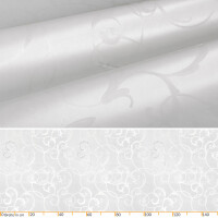 Premium Tischdecke Soft Wachstuch mit 1mm Stärke Ornament Damast Weiß 150x110cm mit Saum abwaschbar