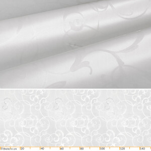 Premium Tischdecke Soft Wachstuch mit 1mm Stärke Ornament Damast Weiß Oval 150x300cm mit Saum abwaschbar
