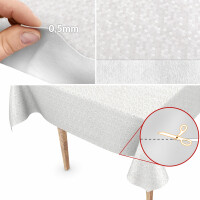 Qualität Tischdecke Soft Wachstuch mit 1mm Stärke Dots Punkte Tupfen Damast Weiß 150x330cm mit Saum abwaschbar