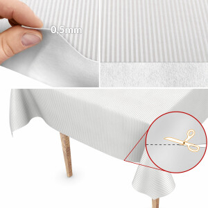 Exclusive Tischdecke Soft Wachstuch mit 1mm Stärke Streifen Lines Damast Weiß 150x110cm mit Saum abwaschbar