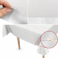 Exclusive Tischdecke Soft Wachstuch mit 1mm Stärke Streifen Lines Damast Weiß 150x280cm mit Saum abwaschbar