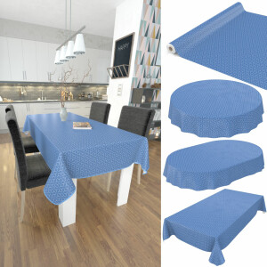 Tischdecke Wachstuch Haus- & Gartentischdecke Symmetrie New-York Blau Oval 140x220 cm mit Saum