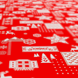 Weihnachtestischdecke Wachstuch Tischdecke abwaschbare Weihnachtsstimmung Rot 160x140cm