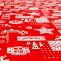 Weihnachtestischdecke Wachstuch Tischdecke abwaschbare Weihnachtsstimmung Rot 220x140cm