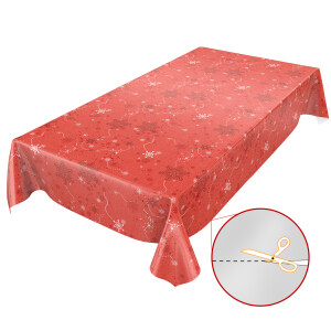 Weihnachten Schneeflocken Rot 160x140cm Wachstuch Tischdecke
