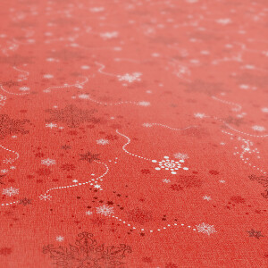 Weihnachtstischdecke Wachstuch Tischdecke abwaschbar Schneeflocken Rot Rund 100cm