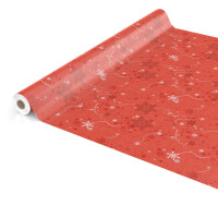 Weihnachtstischdecke Wachstuch Tischdecke abwaschbar Schneeflocken Rot 300x140cm