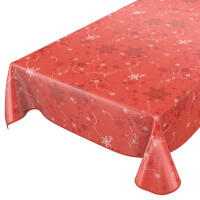 Weihnachten Schneeflocken Rot 100x140cm Wachstuch Tischdecke mit Saum