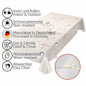 Weihnachtstischdecke abwaschbar Wachstuch Tischdecke Weihnachten Schneeflocken Beige 100x140cm