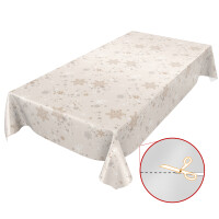 Weihnachtstischdecke abwaschbar Wachstuch Tischdecke Weihnachten Schneeflocken Beige 100x140cm