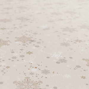 Weihnachtstischdecke abwaschbar Wachstuch Tischdecke Weihnachten Schneeflocken Beige 120x140cm