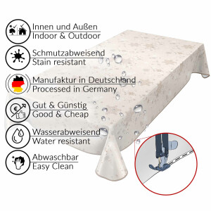 Weihnachtstischdecke abwaschbar Wachstuch Tischdecke Weihnachten Schneeflocken Beige