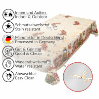 Weihnachtstischdecke Wachstuch Tischdecke Weihnachten abwaschbar Weihnachtskutsche Beige 100x140cm