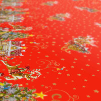 Weihnachtstischdecke Wachstuch Tischdecke Weihnachten abwaschbar Weihnachtsmarkt Rot 100x140cm