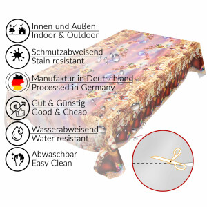 Weihnachtstischdecke Wachstuch Tischdecke Weihnachten abwaschbar Geschenke 180x140cm