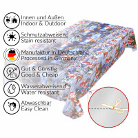 Weihnachtstischdecke Wachstuch Tischdecke Weihnachten abwaschbar  Weihnachtsmann Blau 240x140cm