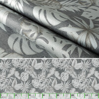 Wachstuchtischdecke abwaschbar Premium Leinenprägung Gartentischdecke Palmenblätter Silber Grau Breite 140cm